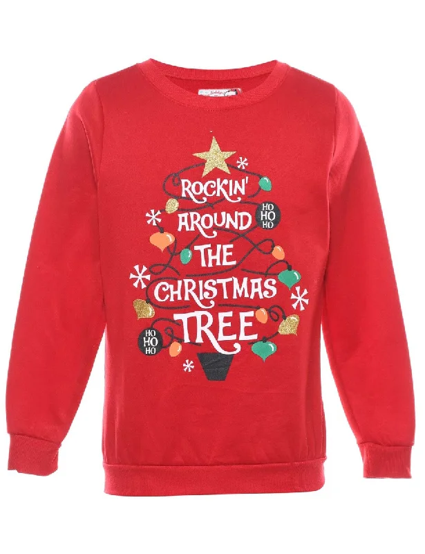 stylish lightweight coatRed Christmas Sweatshirt - M