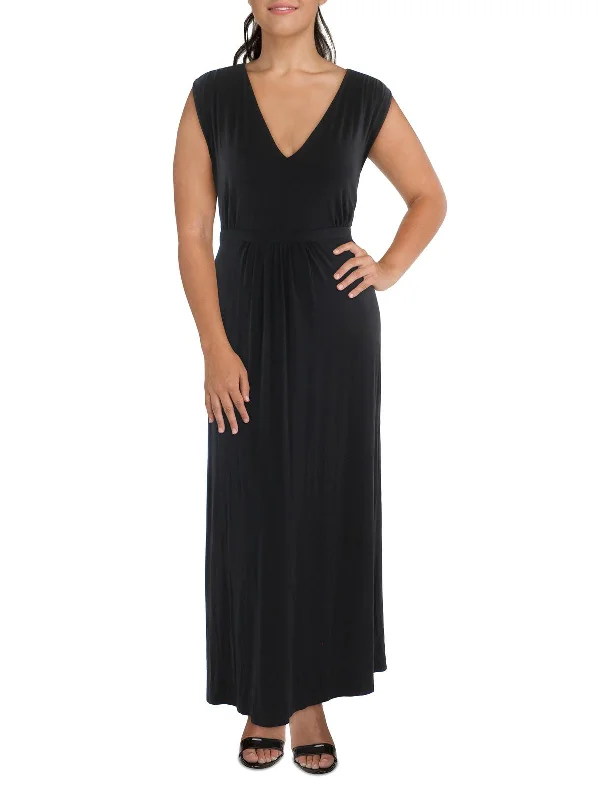 comfy dressPlus Womens V-Neck Long Maxi Dress