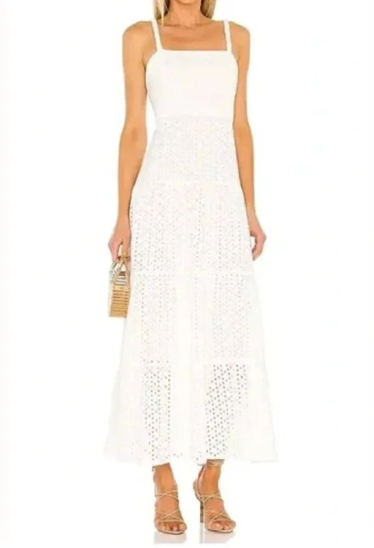 casual evening dressNoni Eyelet Maxi Dress In White