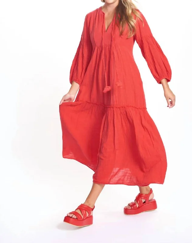 flowy dressZakar Gauze Maxi Dress In Red