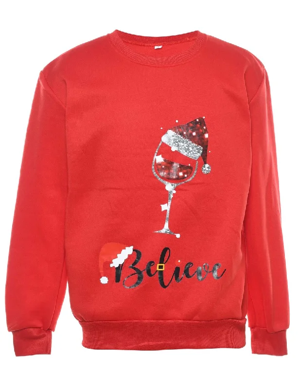 cold weather jacketRed Christmas Sweatshirt - L