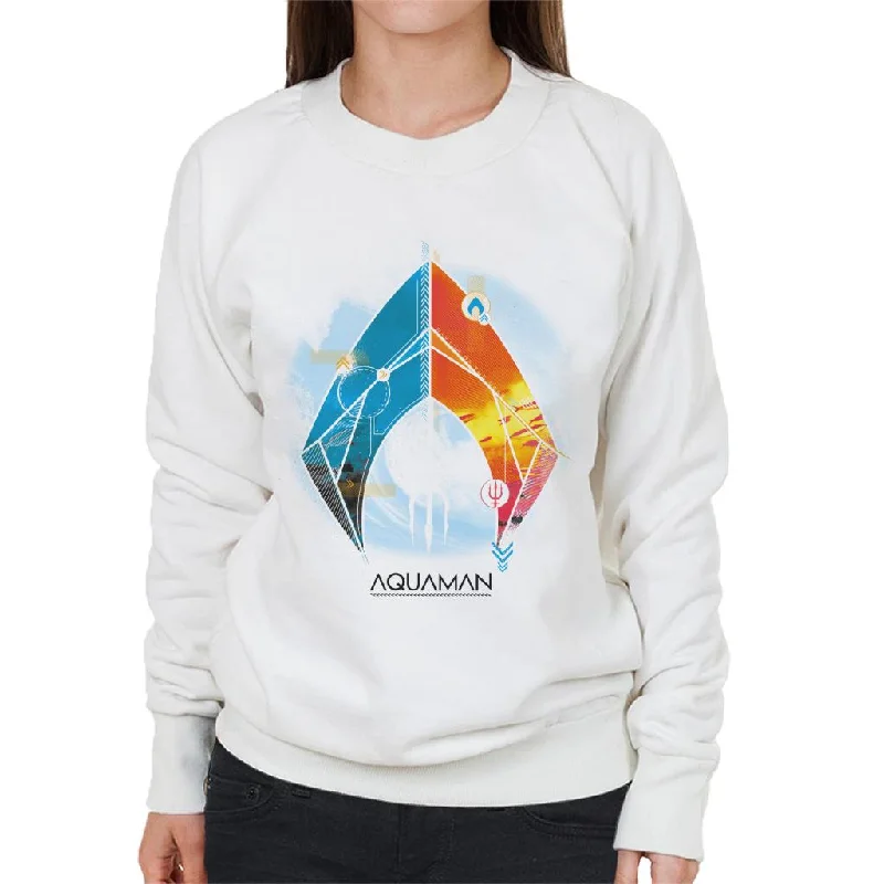 graphic gym sweatshirtAquaman Blue And Orange Symbol Atlans Trident Women's Sweatshirt