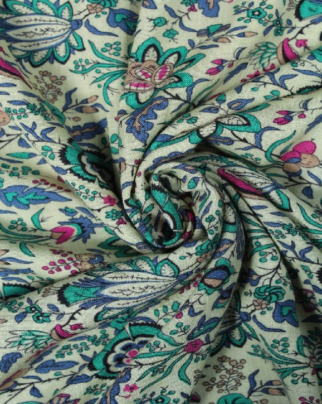 midi dressYellow And Multicolor Floral Design Rayon Print Fabric