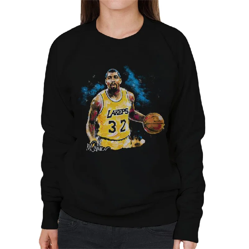 slim fit workout hoodieSidney Maurer Original Portrait Of Magic Johnson Lakers Women's Sweatshirt