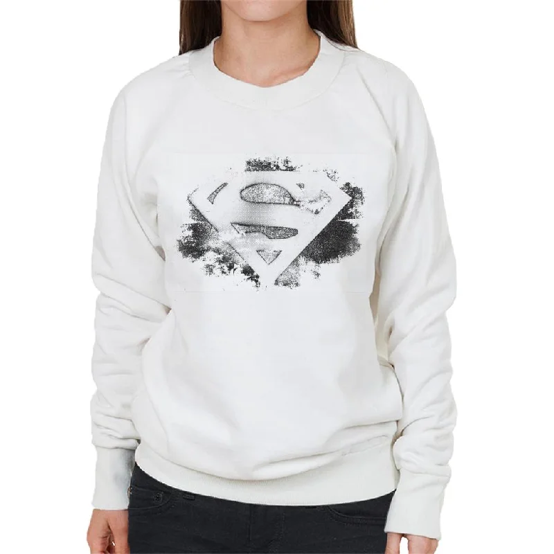 streetwear gym sweatshirtSuperman Faded Black And White Logo Women's Sweatshirt