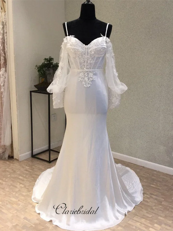 Discount Mania Long Sleeves Cheap Spaghetti Strap Mermaid Sexy Backless Wedding Dresses Discount Mania Long Sleeves Cheap Spaghetti Strap Mermaid Sexy Backless Wedding Dresses