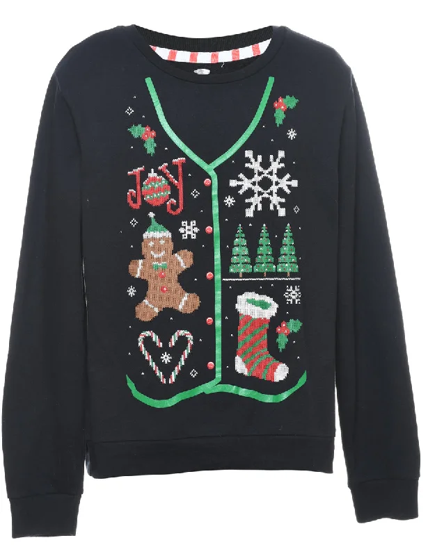 cozy wool-blend coatFestive Print Christmas Sweatshirt - M