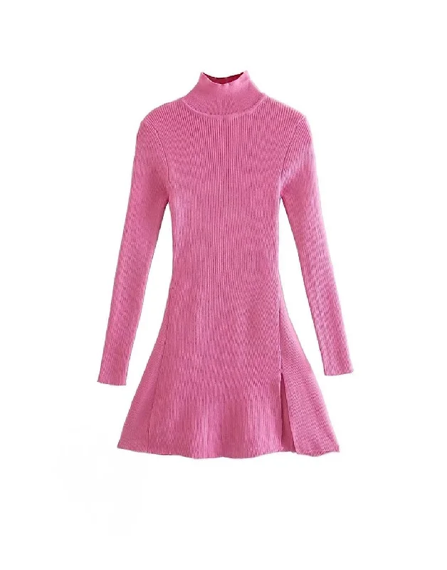 playful dressPink Knit Turtleneck Mini Dress