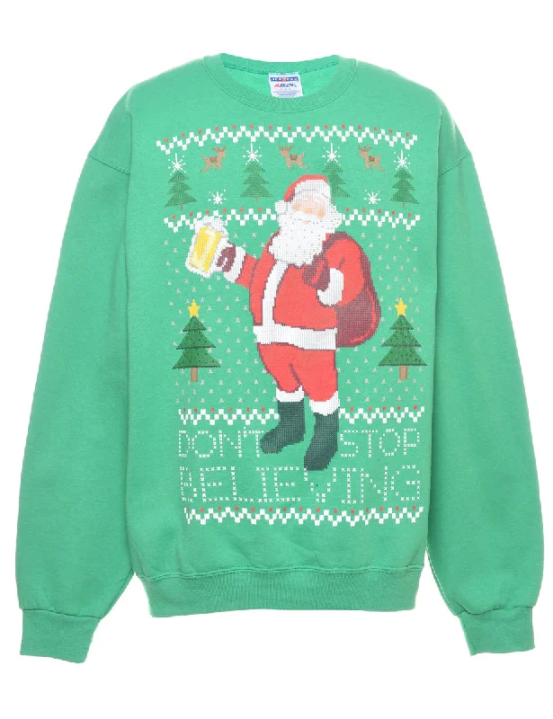 comfortable outerwearSanta Claus Christmas Sweatshirt - L