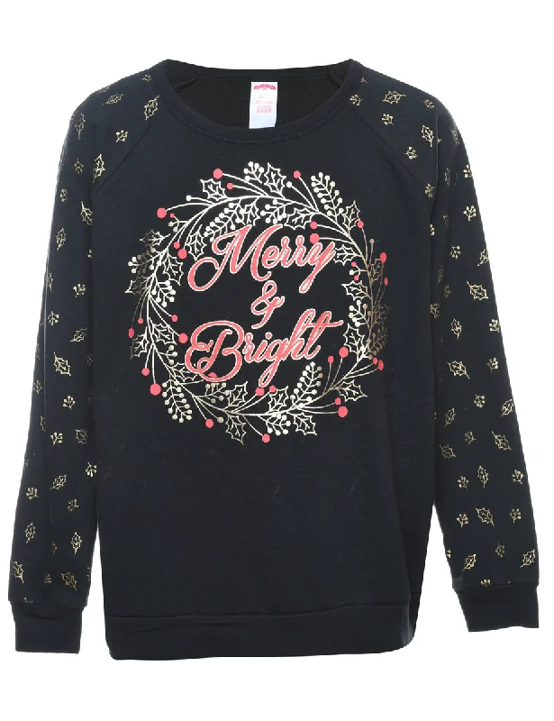 everyday winter coatBlack Christmas Sweatshirt - XL