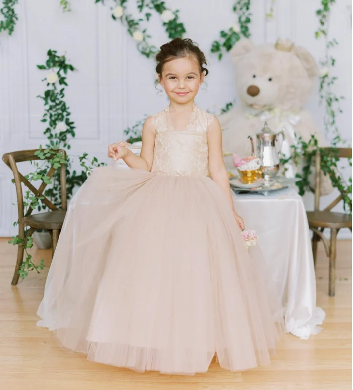 casual day dressLace Back Flower Girl Dress