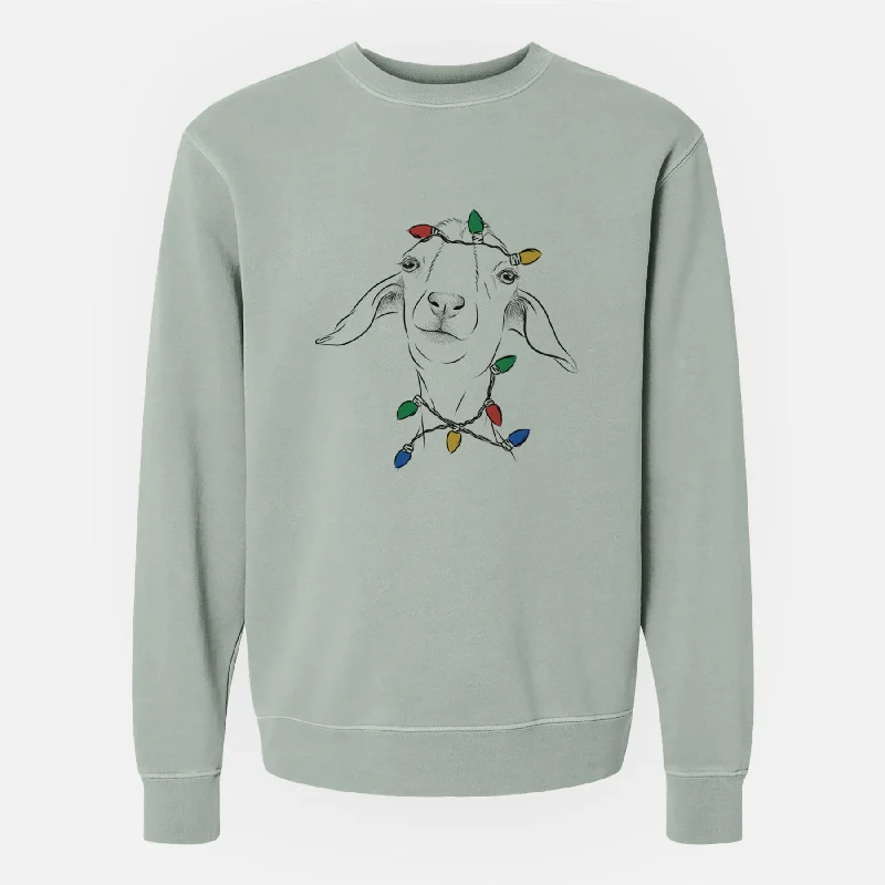 high-end athletic hoodieChristmas Lights Kara Dune the Spanish Boer Goat - Unisex Pigment Dyed Crew Sweatshirt