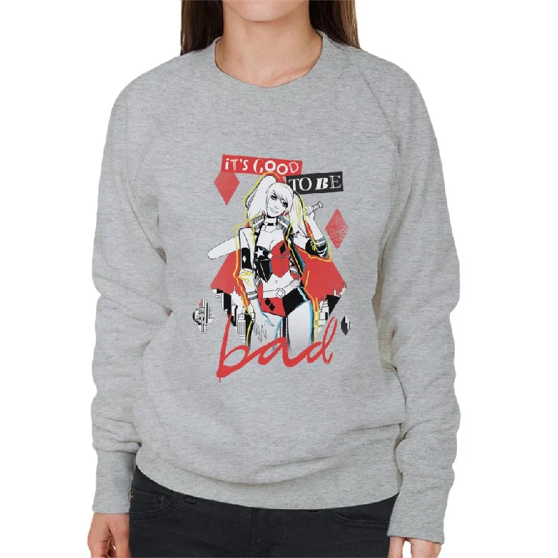 luxury fitness sweatshirtBatman Harley Quinn Its Good To Be Bad Women's Sweatshirt