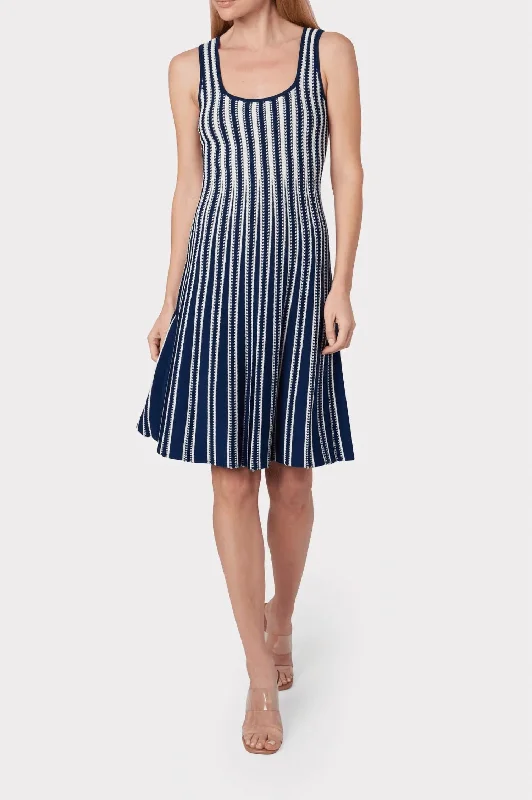 sleek dressStripe Fit & Flare Dress In Navy And White