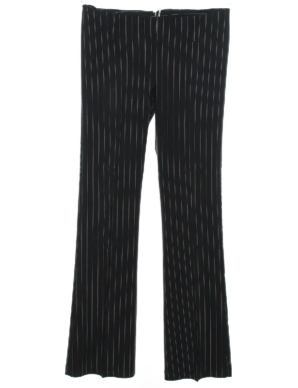 contemporary coatBlack Pinstriped Casual Trousers - W31 L33