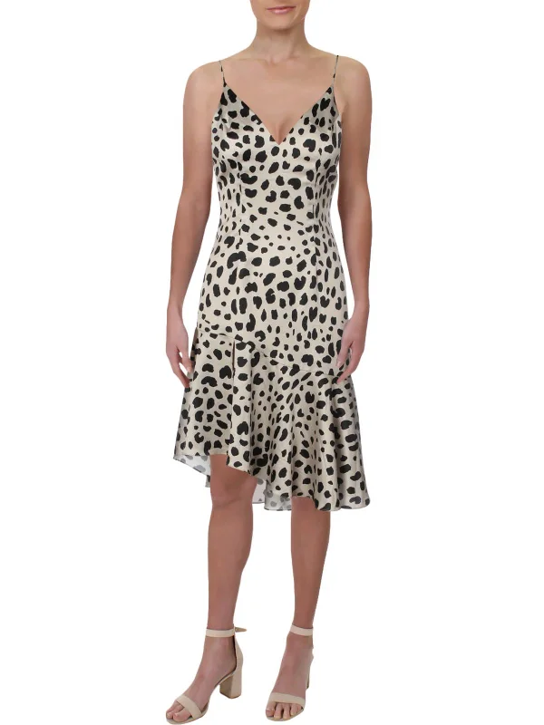 bohemian dressWomens Asymmetrical Leopard Print Slip Dress