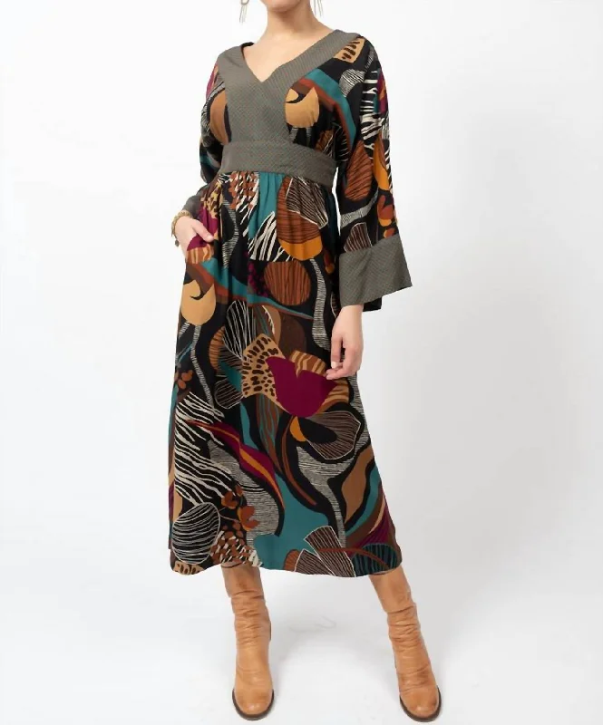 fitted dressKimono Midi Dress In Brown