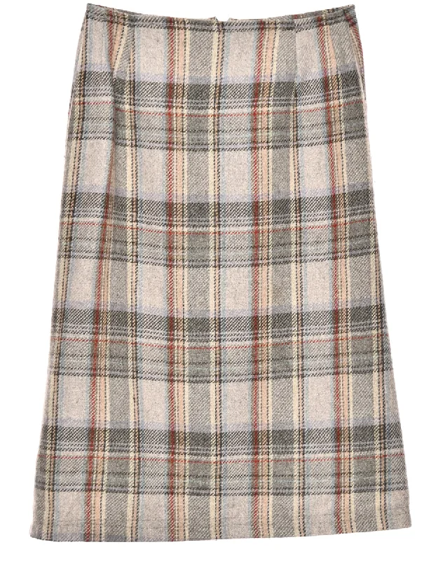 fitted trench coatChecked Grey Midi Skirt - M