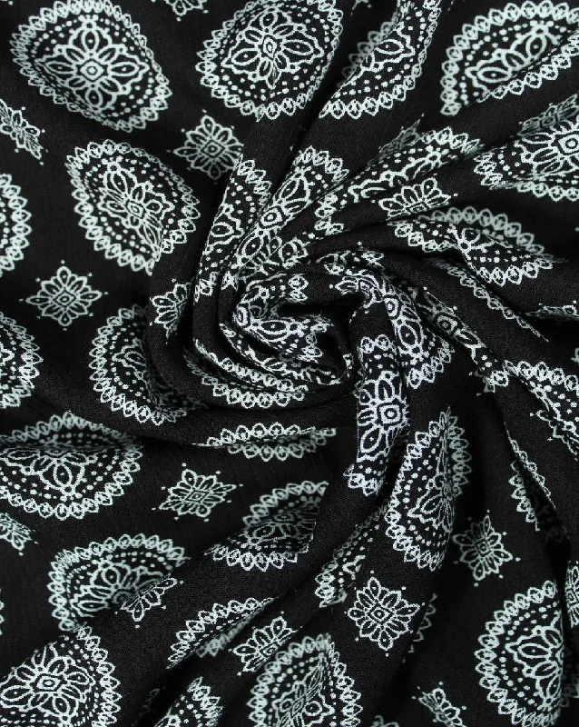 flowy evening dressBlack And White Abstract Design Rayon Fabric