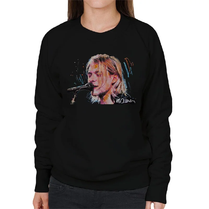 cool activewear hoodieSidney Maurer Original Portrait Of Kurt Cobain Singing Women's Sweatshirt