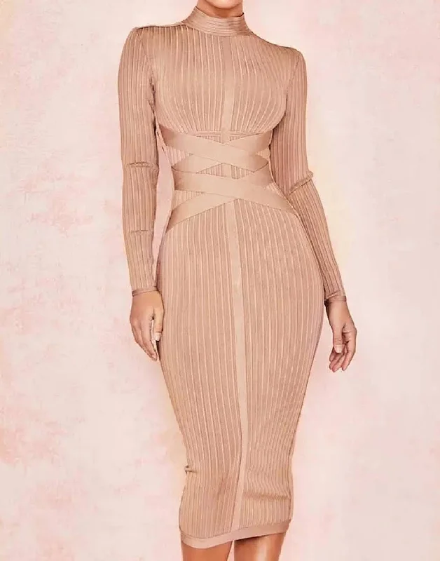 bohemian dressLong Sleeve Slim Bandage Dress