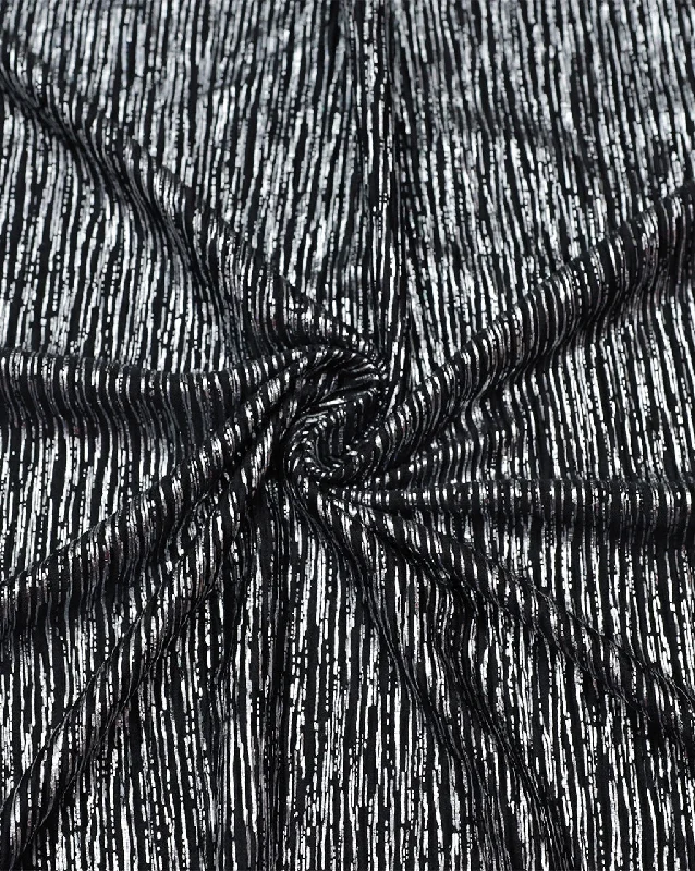 casual summer dressBLACK & SILVER POLYESTER LUREX PLEATED FABRIC ( WIDTH 58 INCHES )