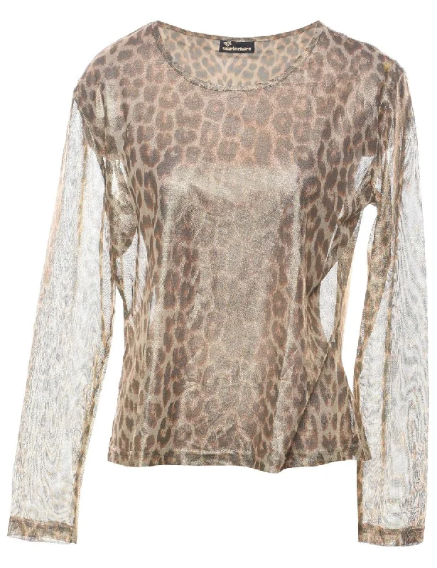 wool-blend coatSheer Effect Leopard Evening Top - L