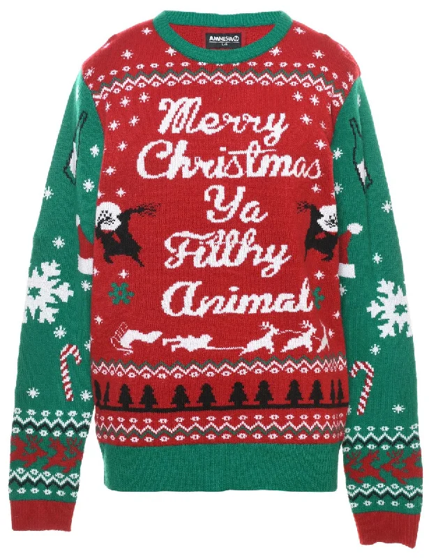 urban coatFestive Print Christmas Jumper - L