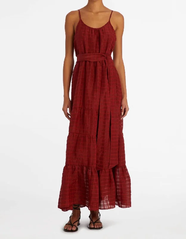 pleated maxi dressKinley Dress In Carmine