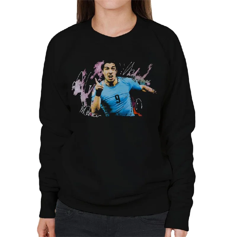 casual workout hoodieSidney Maurer Original Portrait Of Luis Suarez Uruguay Women's Sweatshirt