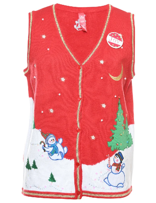 stylish lightweight coatSnowman Christmas Vest - M