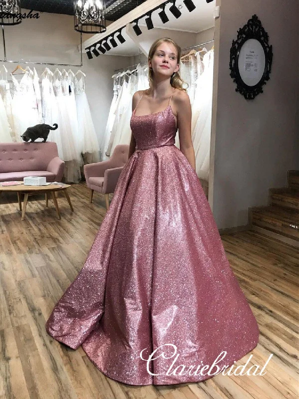 Midnight Sale Lovely Pink Shemmering Fabric Long Prom Dresses, Sparkle Prom Dresses, 2020 Prom Dresses Midnight Sale Lovely Pink Shemmering Fabric Long Prom Dresses, Sparkle Prom Dresses, 2020 Prom Dresses