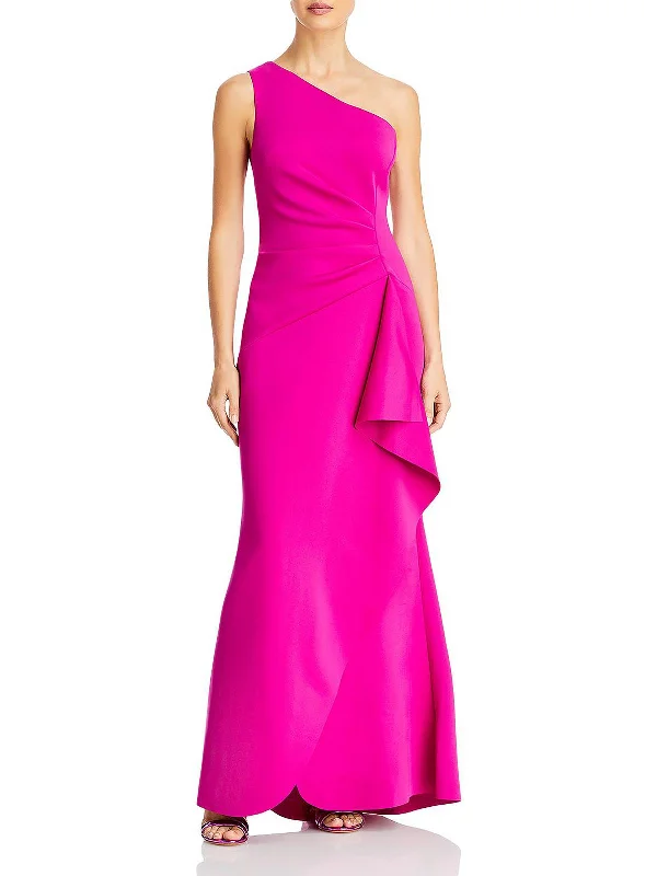 ruffle dressWomens One Shoulder Scuba Evening Dress